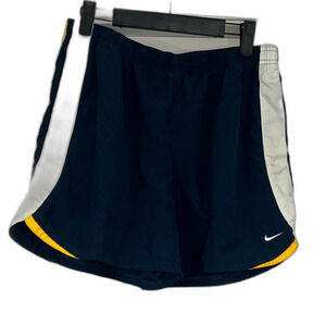 Nike Classic Workout Shorts in Navy with White/Yellow Stripe Size Large (12/14)